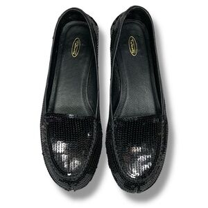 Vintage‎ Talbots Sequin Loafers Women’s 10 Black Slip On Shoes Chic Glam Classic